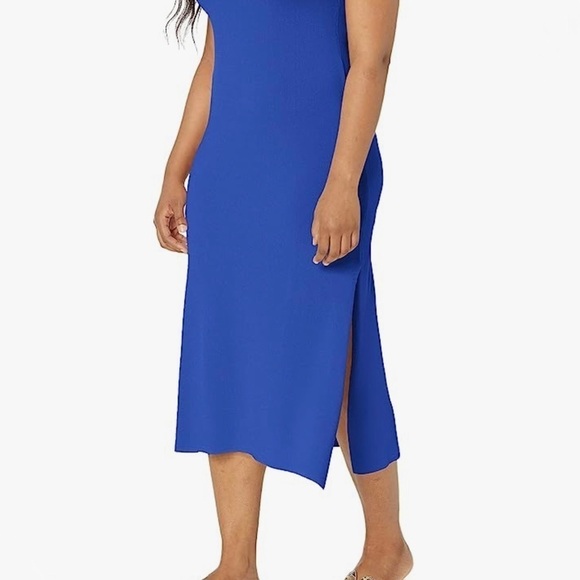NWT The Drop Gabriela High Side Slit Midi Sweater Dress in Dazzling Blue Size XL - Picture 2 of 8